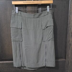 Vintage The Limited Outback Red Brand Army Green Skirt with Zippers And Pockets